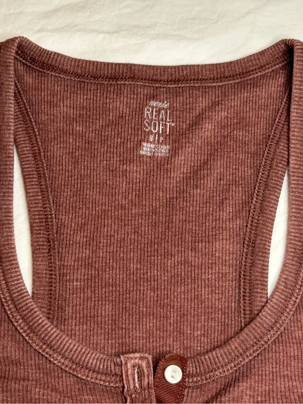Aerie Brown Ribbed Button Front Tank Top - Picture 3 of 3